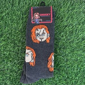 CHUCKY Halloween Gray Crew Socks 1 Pair  Adult Size 6–12 – NWT Horror Graphic
